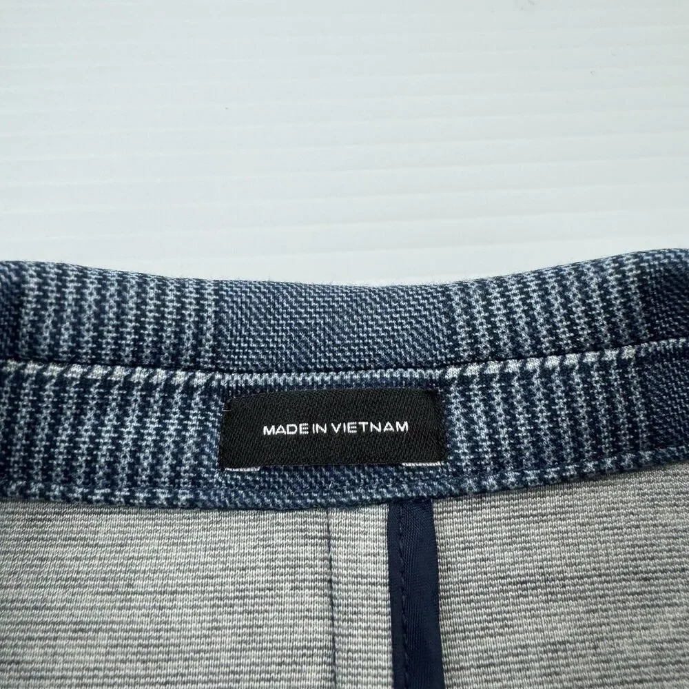 J Ferrar Slim Fit Sport Coat 34R Blue Plaid Windowpane Stretch Blazer Mens